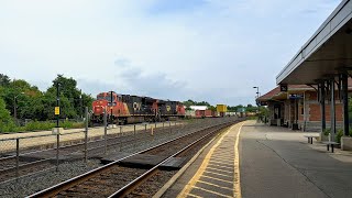 A Long Stack Train in Cobourg, Canada - CN Q149 Hauls 170 Wells