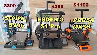 Sovol SV06 vs Ender-3 S1 Pro vs Prusa MK3S - In-Depth Comparison