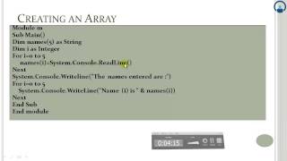 Arrays And Oops Concept In Vb.Net