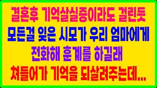 실화사연- 결혼 후 기억살실증이라도 걸린듯 모든걸 잊은 시모가 우리 엄마에게전화해 훈계를 하길래 쳐들어가 기억을 되살려주는데...