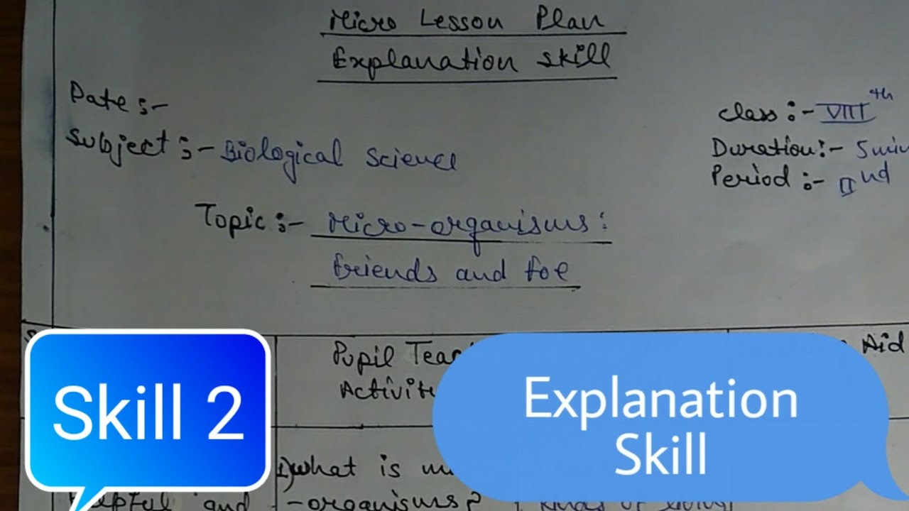 Explanation Skill In Micro Teaching | Lesson Plan | व्याख्यान कौशल | B ...