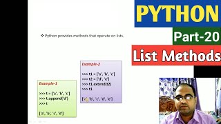 PYTHON | Part-20 | List Methods