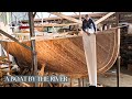 Fibreglass laminating against gravity! Building our cold moulded 41ft wooden sailing boat.(EP62)