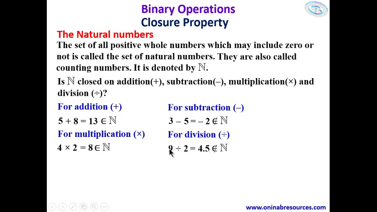 Binary Operations Part 1: Closure Property - YouTube