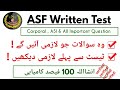 ASF Written Test Preparation , Corporal , ASI , & All Post | ASF Written Test Important Question