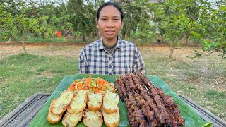 សាច់គោអាំង នំបុ័ងដាក់ជ្រក់