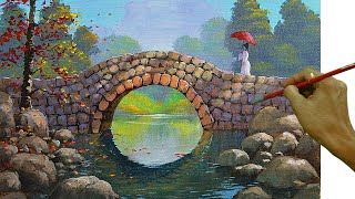 Acrylic Landscape Painting in Time-lapse / Lady in the Bridge / JMLisondra