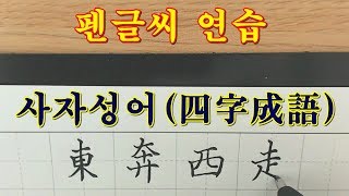 펜글씨 연습 四字成語 - 동분서주(東奔西走) / 온고지신(溫故知新)