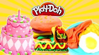 Cooking Play-Doh food. Play Doh cake & Play Doh breakfast.