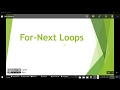 For-Next Loops - VBA