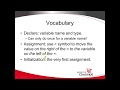 Declaring, Initializing, Assigning variables: local, parameter, attribute