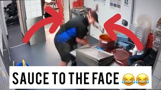 Dude drops sauce all over his face #memes