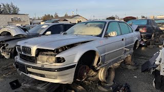 Three BMW E38 7 Series at Junkyard