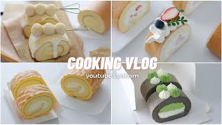 [DualSub] Easy roll cake - Tiger skin rolls, Soy milk, Bamboo charcoal, Jasmine matcha roll cakes