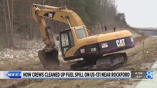 Road crews clean up fuel spill along US-131