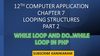 PART 2 | CHAPTER 7 | 12TH COMPUTER APPLICATION | LOOPING STRUCTURE | WHILE AND DO WHILE LOOP