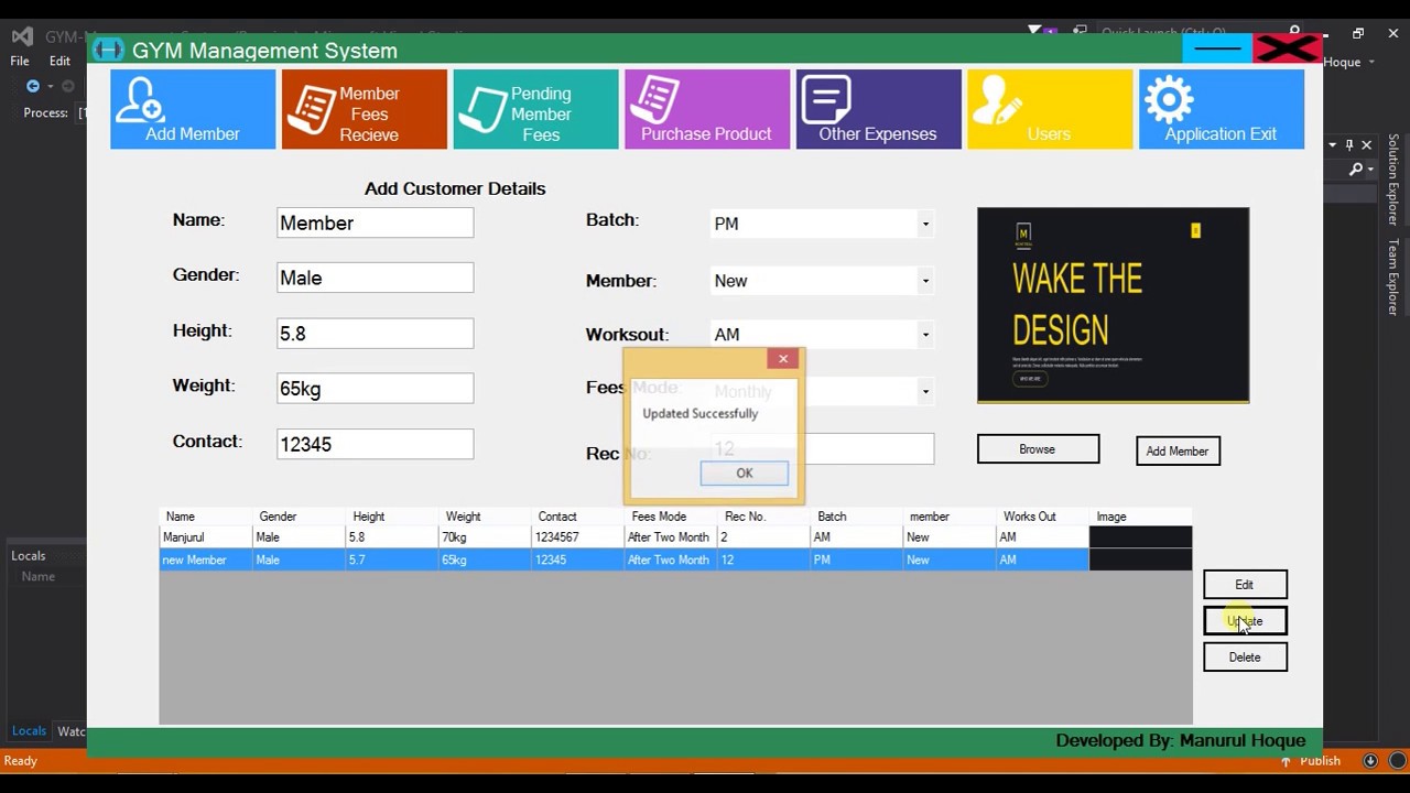 Gym Management System In C Youtube