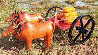 Making Red and Black Cow Bullock Cart - DIY Woodworking Projects