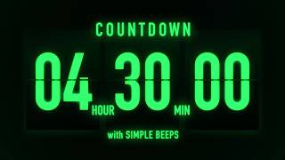 4 Hour 30 Minute Countdown Timer ๐ข Flip Clock with Simple Beeps