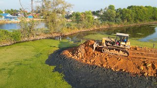 Connected 100% Part Two of Building New Road For Land Border By Komatsu D53A \u0026 5T Trucks Team