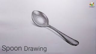 How To Draw Spoon Drawing Shading | 3D Still Life | Using 6B, 8B Pencil | Realistic