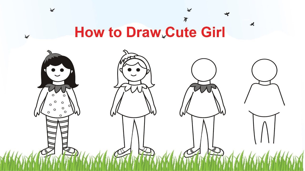 A Cute Girl Drawing Tutorial How To Draw A Girl Step By Step Pencil ...