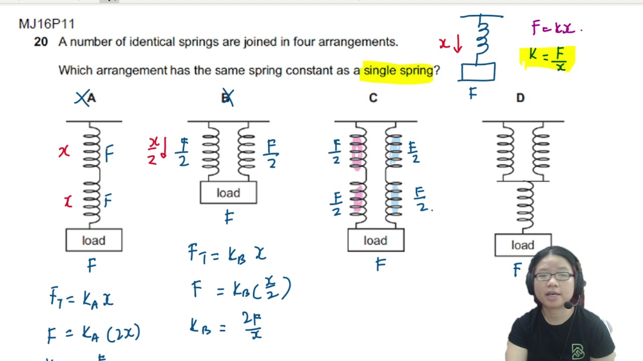 6.2a Ex4 MJ16 P11 Q20 Same Spring Constant | AS Deformation | Cambridge ...