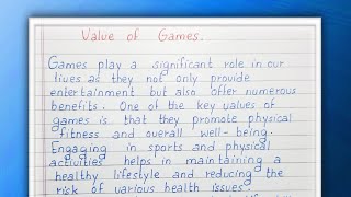 Write a short essay on Value of Games | Essay