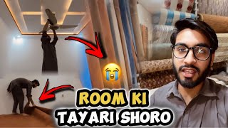 Room ki tayari shoro kardi😃 carpet new dala or bohat thak gaya me aj😵‍💫