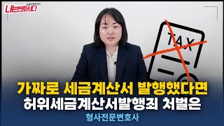 허위세금계산서 발행 처벌과 형량, 조세범처벌법 위반｜형사전문변호사