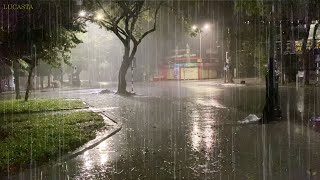 Stop Thinking & Fall Asleep with Heavy Rain and Thunderstorm Sounds - Night Rain Sounds for Sleeping