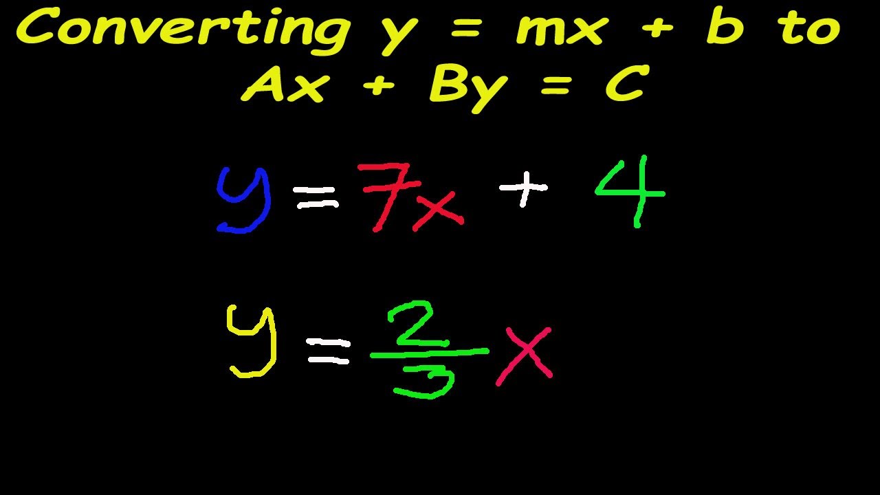 Converting Y = Mx + B To Ax + By =C - YouTube