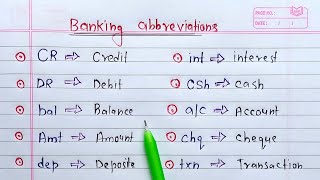 Banking abbreviations | Banking related full forms