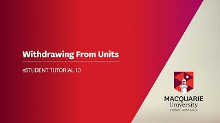 eStudent Tutorial 10 - Withdrawing From Units