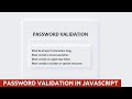 how to create a password validation form with CSS and JavaScript part 28 || programmer shakil