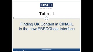 Finding UK Content in CINAHL in the new EBSCOhost Interface