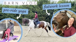 Pre-Ride Yoga + Flatwork Lesson | Barn Vlog With Riding With Rhi | UK Equestrian YouTuber