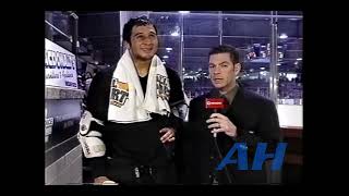 OHL Mar. 8, 2003 Andre Deveaux interview Owen Sound Attack London Knights