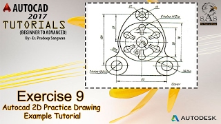 Autocad 2D Practice Drawing | Exercise 9 | Autocad Example Tutorial