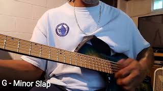 RedSub Coliseum Fanned Fret 5-String Bass, Blue Burl Burst - DEMO Slap.