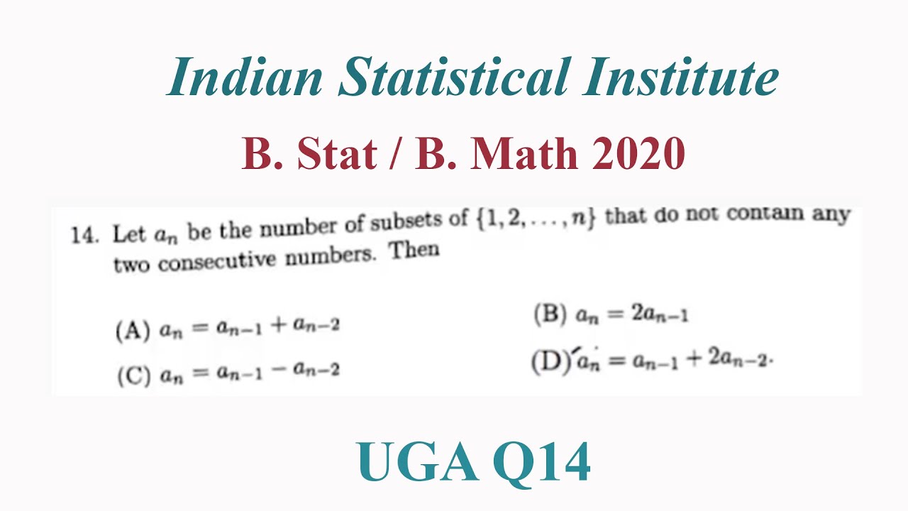 ISI | B Stat | B Math | UGA 2020 | Q14 |No Of Subsets Which Do Not ...