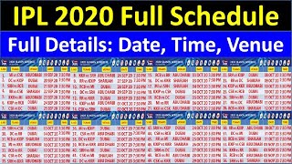 IPL Schedule 2020: BCCI Announces Schedule For Dream11 IPL 2020 | IPL 13 Time Table, Date And Venue