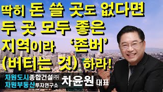 딱히 돈 쓸 곳도 없다면 두 곳 모두 좋은 지역이라 '존버'(버티는 것) 하라! 차윤원 대표, 상담문의 02-522-5757 차원부동산투자연구소