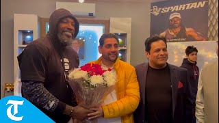 Former West Indies cricketer Chris Gayle visits sports store in Jalandhar