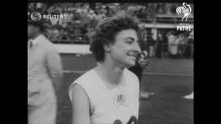 OLYMPIC GAMES - DUKE SEES RECORDS SET Marjorie Jackson wins another gold medal. Four Jamai...(1952)