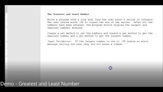 JAVA - Lesson #65 - Greatest and Least Number Demo