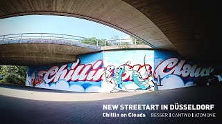 New Streetart in Düsseldorf – Chillin on Clouds – BESSER | CANTWO | ATOMONE