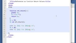 PHP Tutorial Advanced 02 09 Using references as function return values