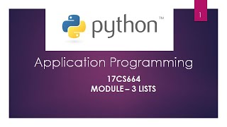 17CS664[PYTHON] - Module- 3(Part 1)- LISTS