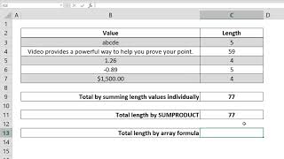 How to count characters in Excel in a range